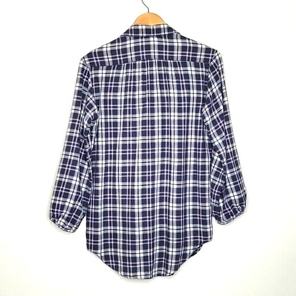 H&M DIVIDED Plaid Gray Pink Long Sleeve Button Up Shirt size 4 Pintuck Collared - Picture 9 of 16